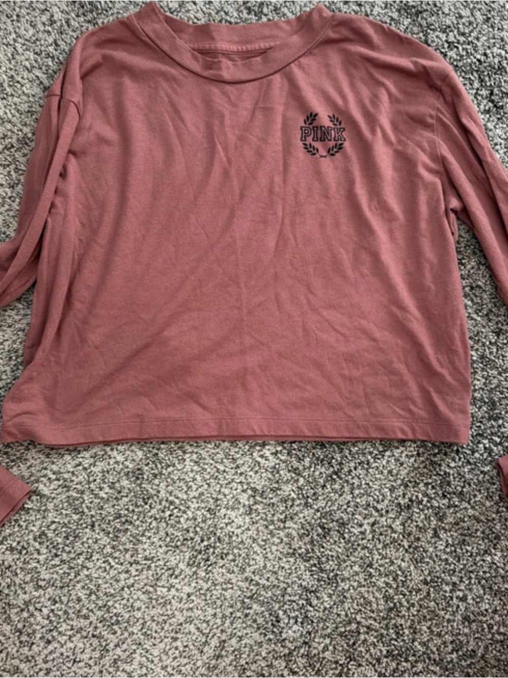 PINK Victoria's Secret Dusty Rose Long Sleeve Cropped Tee